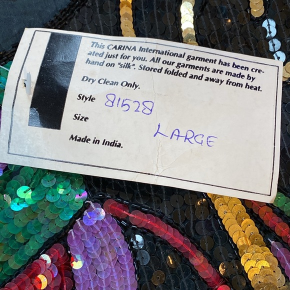 NWT 80s Vintage Carina Sequin 100% Silk Multicolored Long Sleeve Jacket Blazer - Picture 7 of 7